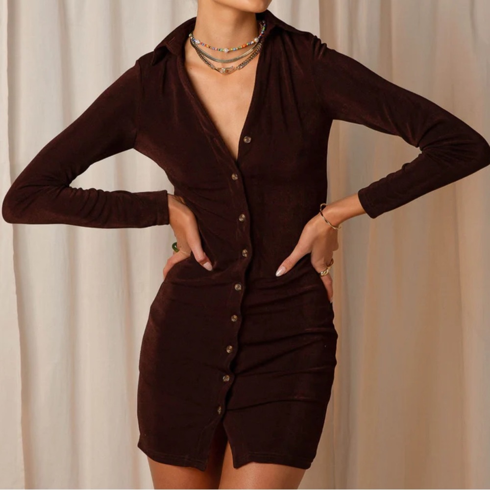 Brown button-down dress